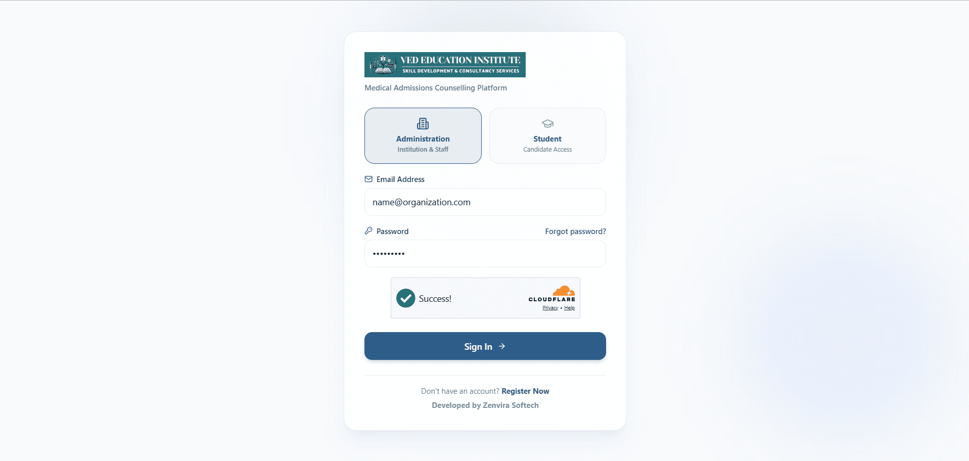 Ved Education deployed website